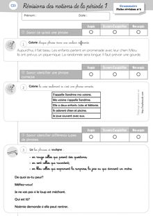 Evaluations CP/CE1 – 2011-2012 - Chrish Evaluation grammaire