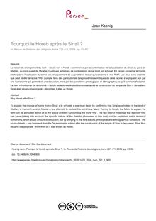 Pourquoi le Horeb après le Sinaï ? - article ; n°1 ; vol.221, pg 63-82