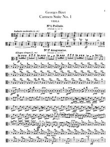 Partition altos, Carmen  No.1, Bizet, Georges