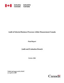 Audit of Selected Business Processes within Measurement Canada