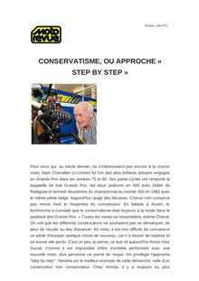 CONSERVATISME, OU APPROCHE « STEP BY STEP »