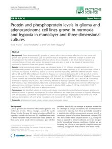 Protein and phosphoprotein levels in glioma and adenocarcinoma cell lines grown in normoxia and hypoxia in monolayer and three-dimensional cultures