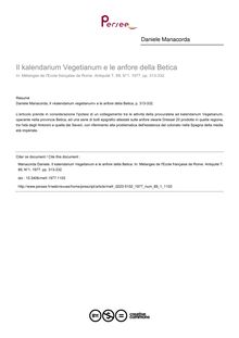 Il kalendarium Vegetianum e le anfore della Betica - article ; n°1 ; vol.89, pg 313-332