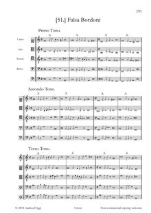 Partition complète avec continuo, Falsi Bordoni 1.-, Tono pour chœur SATB et basso continuo