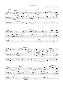 Partition complète, Andante en D major pour orgue, Mendelssohn, Felix