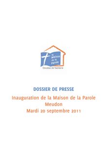 DOSSIER DE PRESSE Inauguration de la Maison de la Parole ...