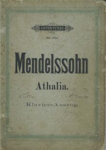 Partition Cover, Musik zu Athalia von Racine für Chor und Orchester, Op.74 par Felix Mendelssohn