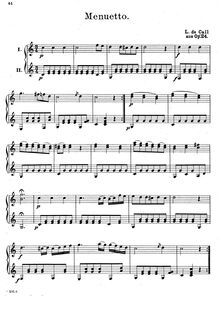 Partition No.4 - Menuetto, 6 duos, Op.24, Call, Leonhard von