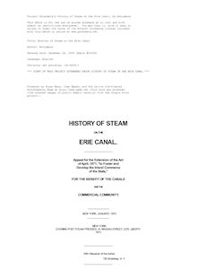 History of Steam on the Erie Canal