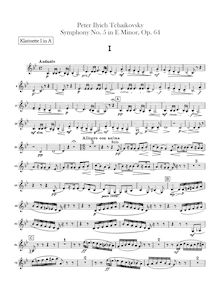 Partition clarinette 1, 2 (A), Symphony No.5, E minor, Tchaikovsky, Pyotr