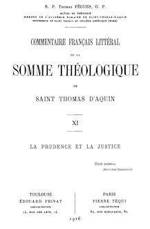 Commentaire français littéral de la Somme théologique (tome 11
