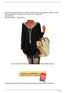 Ladies Scoop Neck Stretchy Long Sleeve Knitted Winter Sweater Black Clothing Reviews
