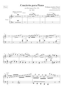 Partition Piano, Piano Concerto No.25, C major, Mozart, Wolfgang Amadeus