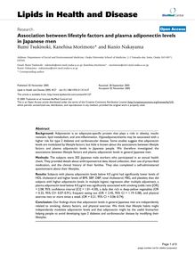 Association between lifestyle factors and plasma adiponectin levels in Japanese men