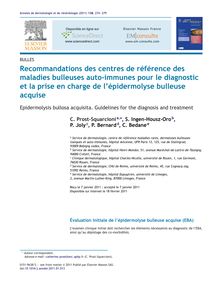 Dermatoses bulleuses auto-immunes - Epidermolyse bulleuse acquise. PNDS ( 2011 ) - Epidermolyse bulleuse acquise