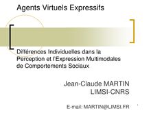Agents Virtuels Expressifs: Différences Individuelles dans  la ...