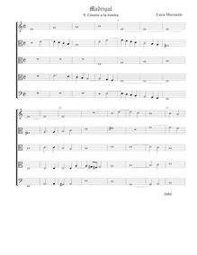 Partition , Giunto a la tombaComplete score - original key (Tr A T T B), madrigaux pour 5 voix