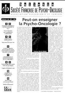 18 Bulletin Société Française de Psycho-Oncologie Janv. 1998