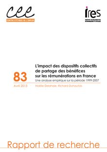 L impact des dispositifs collectifs de partage des bénéfices sur les rémunérations en France - Une analyse empirique sur la période 1999-2007