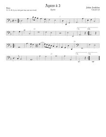 Partition viole de basse, clef en basse et en alto, Airs pour 3 violes de gambe avec Lyra viole de gambe et clavecin