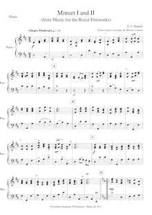 Partition Piano, Music pour pour Royal Fireworks, Fireworks Music par George Frideric Handel