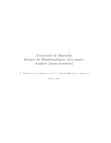 Université de Marseille Licence de Mathématiques, 1ere année ...