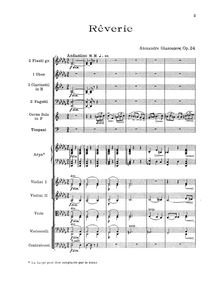 Partition compléte, Rêverie, Op.24, Glazunov, Aleksandr