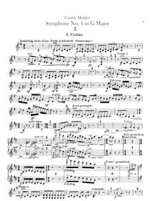 Partition violons II, Symphony No.4, Mahler, Gustav