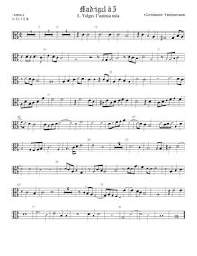 Partition ténor viole de gambe 2, alto clef, Madrigali a 5 voci, Libro 2 par Girolamo Valmarano