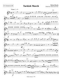 Partition clarinette 2 (B♭), Marcia turchesca, Turkish March, C major par Michael Haydn
