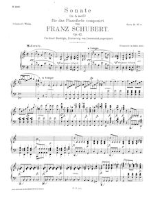 Partition complète, Piano Sonata No. 16 en A minor, Première grande sonate par Franz Schubert