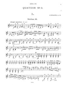 Partition violon 2, corde quatuor No.3, Op.65, C major, Nápravník, Eduard