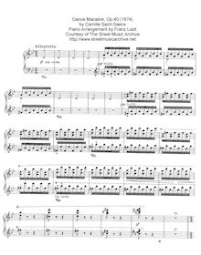Partition complète (S.555), Danse macabre, Op.40, Poème symphonique d après une poésie de Henri Cazalis