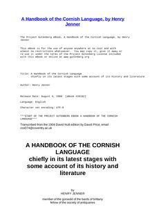 A Handbook of the Cornish Language - chiefly in its latest stages with some account of its history and literature