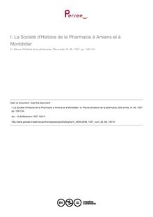 La Société d Histoire de la Pharmacie à Amiens et à Montdidier - article ; n°99 ; vol.25, pg 126-134