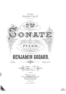 Partition complète, Pian Sonata No.2, Op.94, Godard, Benjamin