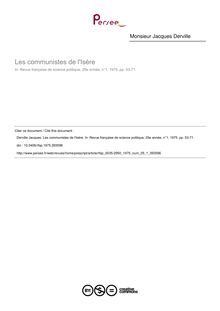 Les communistes de l Isère - article ; n°1 ; vol.25, pg 53-71