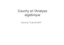Cauchy et l Analyse algébrique