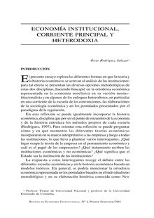 Economía institucional, corriente principal y heterodoxia (Institutional economics, mainstream and heterodoxy)