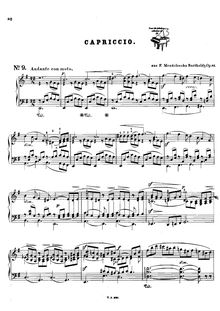 Partition Capriccio, 4 pièces pour corde quatuor, Op.81, Mendelssohn, Felix