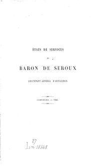 États de services du baron de Seroux - 1846