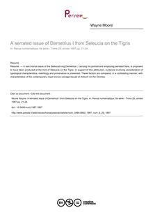 A serrated issue of Demetrius I from Seleucia on the Tigris - article ; n°29 ; vol.6, pg 21-24