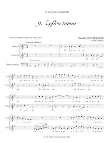 Partition complète, Zefiro torna e di soavi accenti, Monteverdi, Claudio