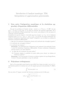 Introduction a l analyse numerique TD4 Interpolation et approximation polynomiales