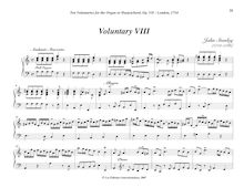Partition Voluntary VIII (A minor), Bénévoles, Stanley, John par John Stanley