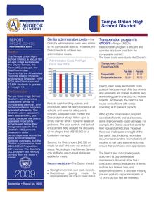 Tempe UHSD Performance Audit Report Highlights