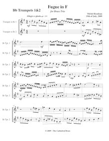 Partition trompettes 1/2 (B♭), Fugue pour 3 trompettes en F major