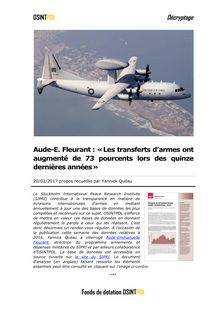 Aude-E. Fleurant : « Les transferts d’armes ont augmenté de 73 pourcents lors des quinze dernières années »