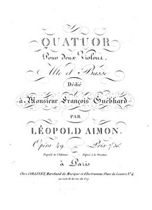 Partition violon 2, corde quatuor, D minor, Aimon, Léopold