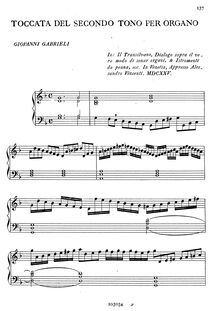 Partition complète, Toccata del secondo tono, Gabrieli, Giovanni
